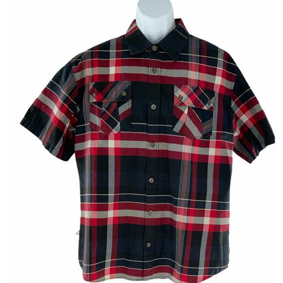Miskeen Originals Shirt Men's XL Button Up Pockets Multicolor Plaid Short Sleeve - Picture 1 of 10